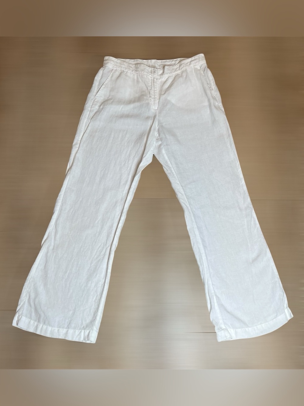 Chico’s White Wide Leg Trousers 100% Linen Pants Women’s 1.5 Size Medium